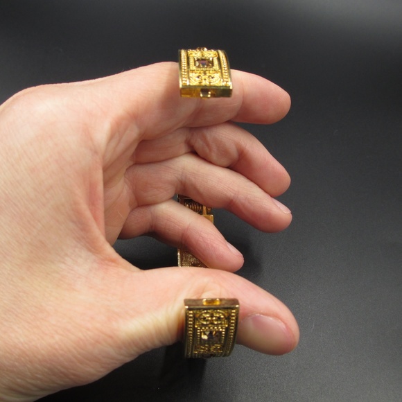 Vintage Ornate Light Brown Crystal Metal Bracelet - Picture 5 of 7